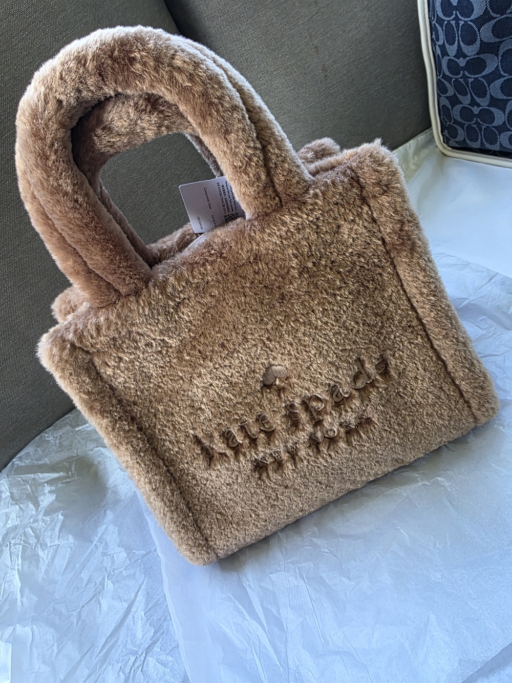 Kate SpadeFaux Fur Tote Bag in Camel - Soft Plush Handbag